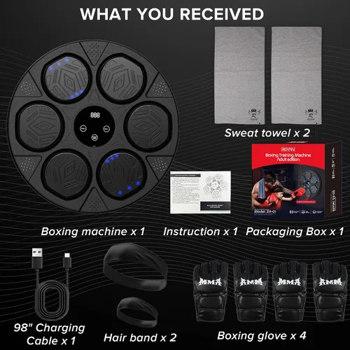 Miniatura 7 de Music Boxing Machine Kit Wall Mounted Smart Boxing Machine & Counter Complete Boxing Kit More Than a Standard Punching Machine for Adults & Home