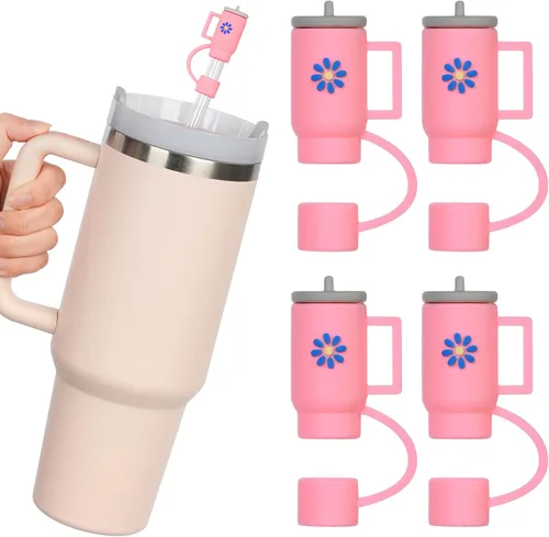 AUAUY 4 fundas de popote para taza Stanley de 40 onzas y 30 onzas, puntas de popote reutilizables de 0.4 pulgadas/0.394 in, accesorios lindos (copa