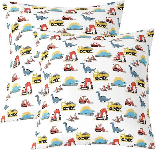 Miniatura 17 de Juego de 2 fundas de almohada de construcción de 16 x 16 pulgadas, fundas de almohada suaves para camiones, fundas de cojín para sala de estar