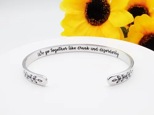 Miniatura 173 de Pulseras inspiradoras para mujer, joyería de acero inoxidable, con refranes, pulsera motivacional con mensaje oculto, pulseras grabadas para mejor