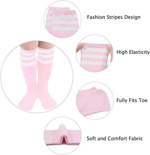 Miniatura 4 de Calcetines de fútbol para niños calcetines de tubo alto hasta la rodilla calcetines de uniforme de algodón lindos calcetines deportivos para niños