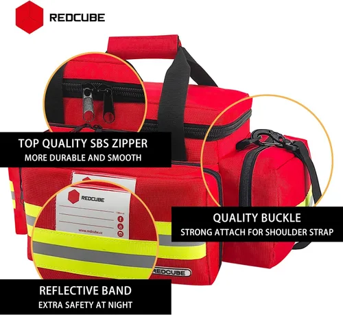 Miniatura 4 de REDCUBE Bolsa de emergencia – Bolsas de primeros auxilios vacías – Bolsa de primeros auxilios para traumas, kit profesional de múltiples Rojo