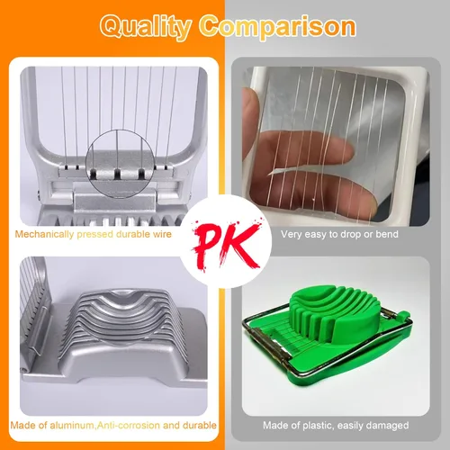Miniatura 4 de Cortador de huevos para huevos duros, cortador de huevos, fresa, rebanador de tomate de aluminio resistente, alambre de acero inoxidable, multiusos