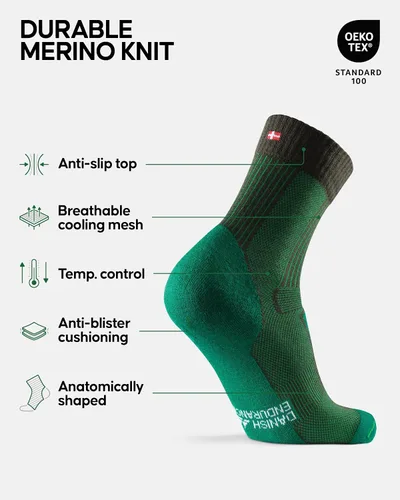 Miniatura 2 de DANISH ENDURANCE Calcetines de senderismo ligeros de lana merina, acolchados y absorben la humedad, para hombres, mujeres y niños, paquete de 3 o 5
