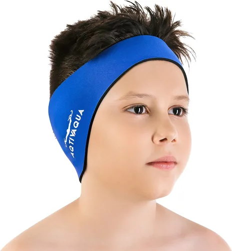 Miniatura 7 de AqtivAqua Diadema de natación para niños, adultos, hombres, mujeres, niños pequeños, tapones para los oídos (color: azul marino, tamaño: XL)