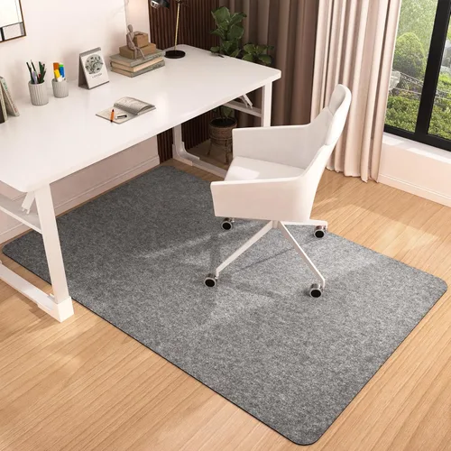 Miniatura 9 de Placoot Tapete de pana para silla de oficina, 35 x 55 pulgadas, color marrón claro, base de goma antideslizante para suelos duros, tapete