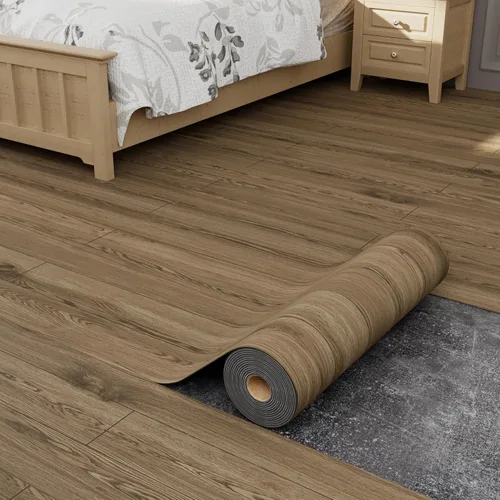 Oxdigi Rollo de Suelo de Vinilo Despegar y Pegar 23"x 118"/19 Pies Cuadrados, Baldosas de Suelo de Vinilo Autoadhesivo Engrosado Estilo Tablones de
