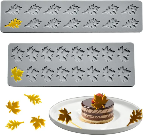 Miniatura 14 de 5 moldes de hojas de silicona, moldes de silicona para hornear Acxydm Tuile, juego de moldes de chocolate para fondant con molde de hojas de Molde