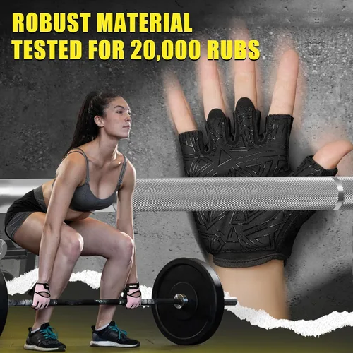Miniatura 2 de HOZMOZ Guantes ventilados para levantamiento de pesas, guantes de gimnasio gruesos y acolchados con protección completa de la palma, agarre y Rosa