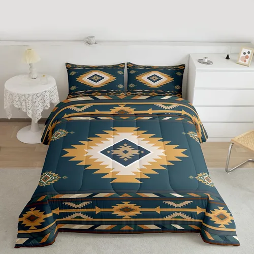 Miniatura 46 de Feelyou Juego de edredón geométrico del suroeste para niños y niñas, edredón nativo del suroeste, tamaño individual, juego de ropa de cama