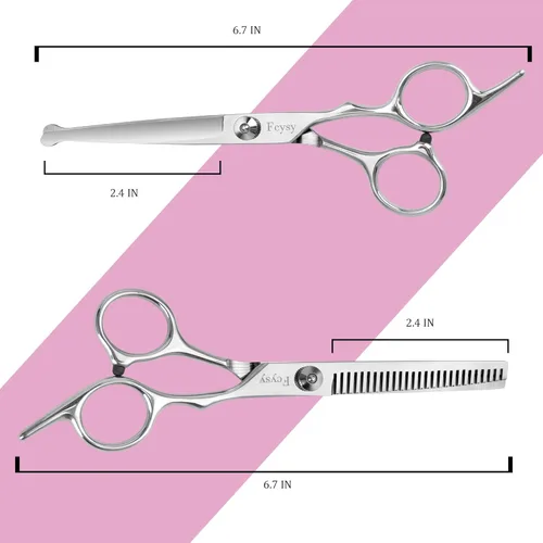 Miniatura 4 de Fcysy - Kit de tijeras de corte de pelo para niños, 6 pulgadas, punta redonda, tijeras de corte de pelo, tijeras de adelgazamiento, suministros
