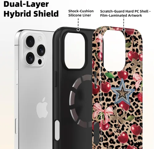 Miniatura 2 de Lumen - Funda para iPhone 16e / iPhone 17e, compatible con Magsafe, funda rígida con protección de cámara para mujeres y niñas, estampado