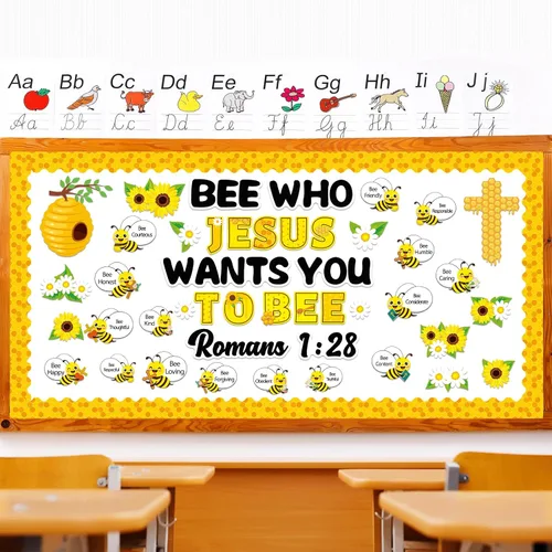 Miniatura 5 de gisgfim Decoración de tablón de anuncios de primavera con diseño de abeja Jesús, abeja, Jesús quien quiere que te abeja, decoración de aula