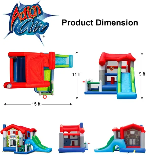 Miniatura 5 de Casa de rebote inflable Action Air, casa hinchable con soplador, casa de salto para niños con techo solar plegable, Amor para niños (sin bolas)