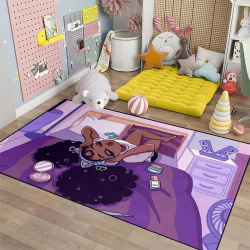 Miniatura 7 de Alfombra African American Black Girl Magic - Alfombra de Área Afor Black Magic Girls para Dormitorio Arte Púrpura Música Niña Alfombra