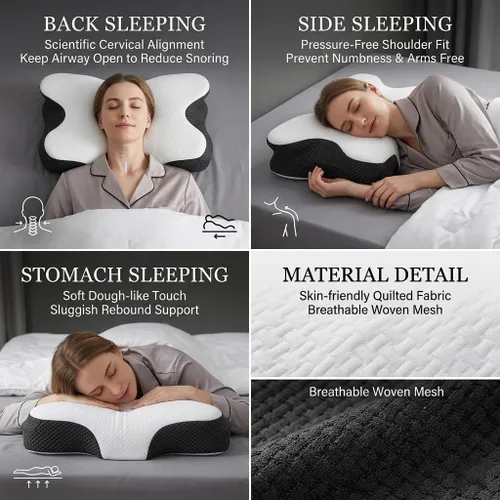 Miniatura 5 de Almohada para Apnea del Sueño, Almohada Cervical para Apnea del Sueño, Almohadas de Espuma Viscoelástica Premium para Alivio del Dolor de Cuello