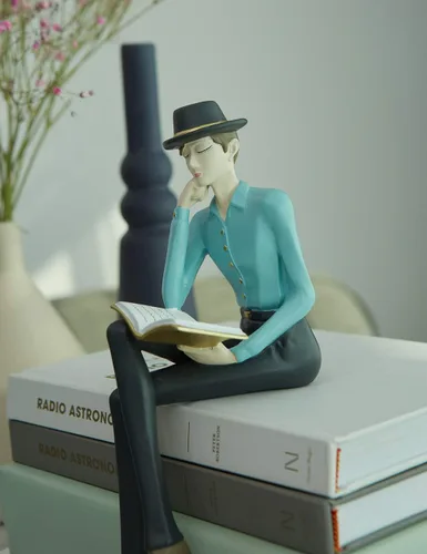 Miniatura 9 de HAUCOZE Estatua de hombre, escultura artística de lectura, decoración moderna del hogar, regalo para sala de estar, dormitorio, oficina, poliresina