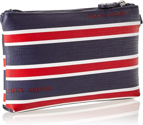 Miniatura 2 de Tommy Hilfiger Bolso de mano con estampado de rayas azules y rojas para mujer, Azul marino, M