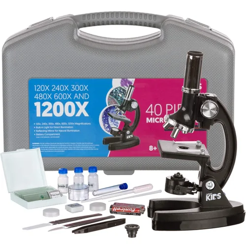 Miniatura 10 de AmScope M30-ABS-KT1-WM 120X-240X-300X-480X-600X-1200X Kit educativo de microscopio compuesto para niños con brazo metálico + libro