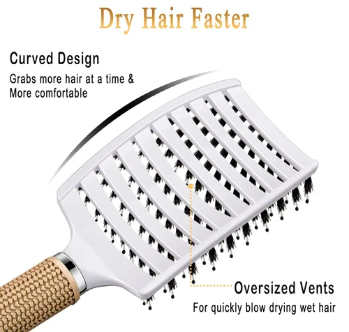 Miniatura 6 de Cepillo Desenredante con Cerdas de Jabalí Juego KTKUDY Cepillo para Cabello Curvado y Ventilado Cepillo Desenredante para Mujeres Hombres Niños