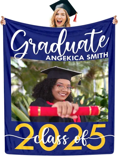 Miniatura 31 de Manta personalizada con collage de fotos, manta de fotos personalizada para graduados, manta personalizada, regalos para temporada de graduación