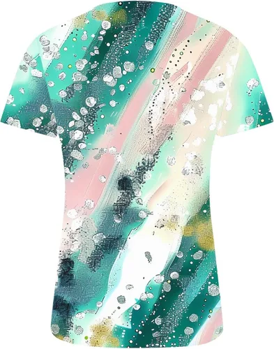 Miniatura 8 de Summer Shirts for Women 2025 Plus Size Short Sleeve Henley Tops Marble Floral Loose Tshirt Tee Casual Dressy Tunics