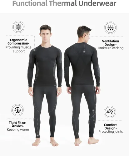 Miniatura 2 de NOOYME Ropa interior térmica para hombre, capa base de ropa interior larga para clima frío
