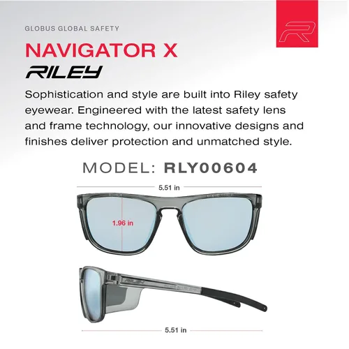 Miniatura 9 de Riley Navigator X - Gafas de seguridad antivaho, resistentes a los arañazos y a los impactos y bloqueo UV, marco completo ligero para el trabajo, al