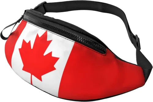 Riñonera cruzada con la bandera de Estados Unidos, para hombres y mujeres, para viajes, caminar, correr, senderismo, pesca., Canada flag