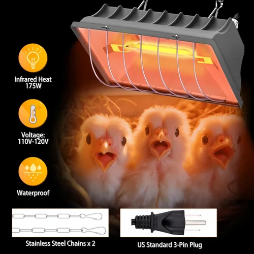 Miniatura 3 de Lámpara Calefactora para Criadora de Pollos 175W Placa Calefactora de Criadora para Pollitos Luz Colgante Calentada Temperatura y Altura Ajustables