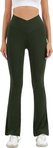 Miniatura 39 de HEGALY Pantalones de yoga acampanados para mujer, leggings cruzados, suaves, de cintura alta, pantalones casuales de entrenamiento con corte de bota
