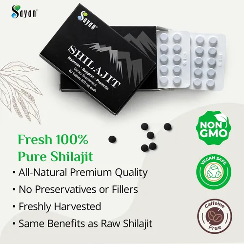 Miniatura 7 de Sayan Tabletas de Shilajit 100% puras, suplemento de alta potencia, más eficaz que la resina y las cápsulas, más de 85 minerales traza procedentes