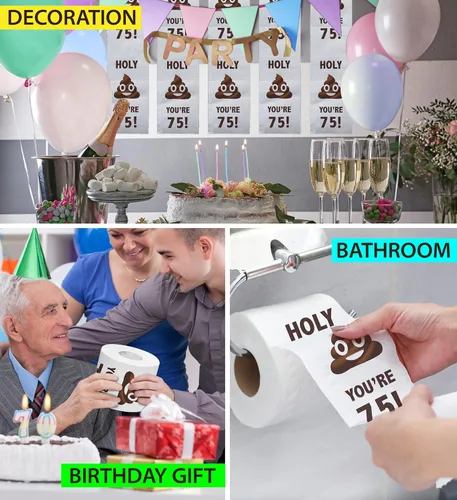 Miniatura 5 de Printed TP Holy You're 75 Birthday - Papel higiénico para regalo de cumpleaños 75, divertido regalo de cumpleaños, broma de papel higiénico, novedad