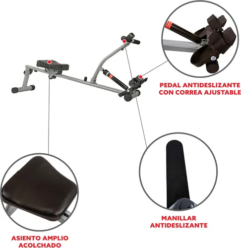 Miniatura 6 de Sunny Health & Fitness Máquina de remo compacta ajustable con 12 niveles de resistencia para entrenamientos corporales completos y aplicación