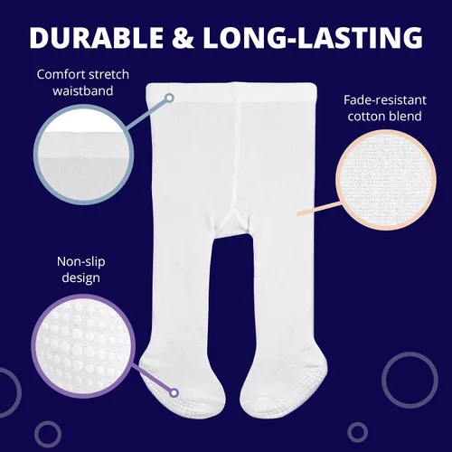 Miniatura 3 de LA ACTIVE Baby Girls Tights - Cozy Warm Cotton Winter Tights Toddler Infant Newborn Kids Stockings Non-Skid Grip