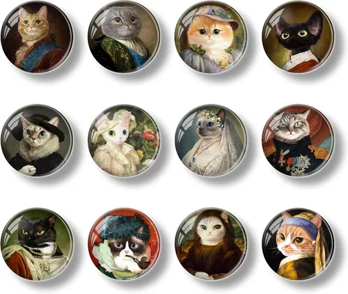 Miniatura 2 de 12 imanes de cristal para nevera, lindos gatos, imanes decorativos para refrigerador, para cocina, oficina, pizarra, gabinete y lavavajillas