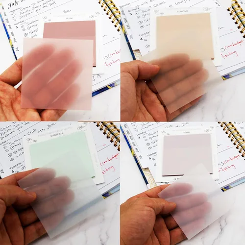 Miniatura 2 de Notas adhesivas transparentes pastel, 4 paquetes de notas adhesivas transparentes de 3 x 3 pulgadas para anotar, suministros de diario bíblico