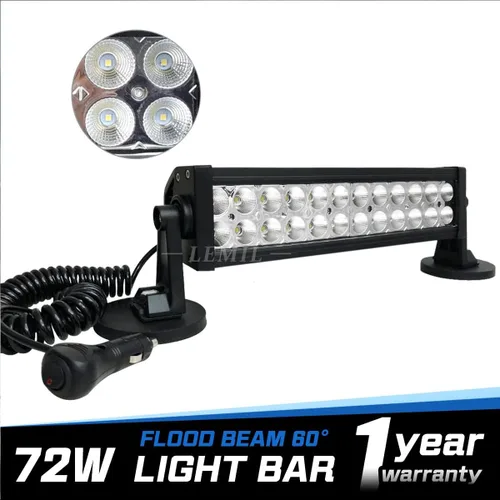 Miniatura 7 de LEMIL Barra de luz LED de 72 W, luz de inundación, luz de trabajo magnética, encendedor de cigarrillos, impermeable, conducción todoterreno con Haz