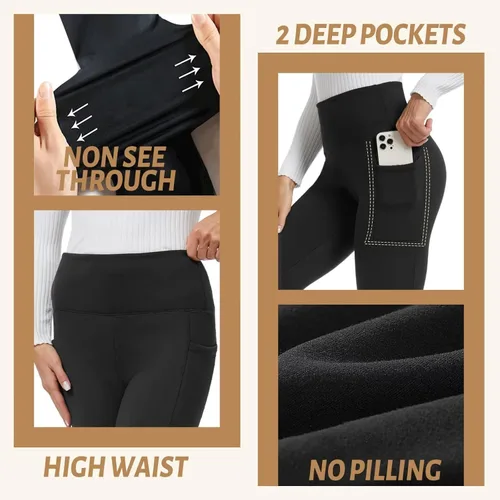 Miniatura 5 de Sundwudu Paquete de 5 leggings para mujer, control de abdomen, pantalones de yoga negros suaves de cintura alta para entrenamiento, tallas regulares
