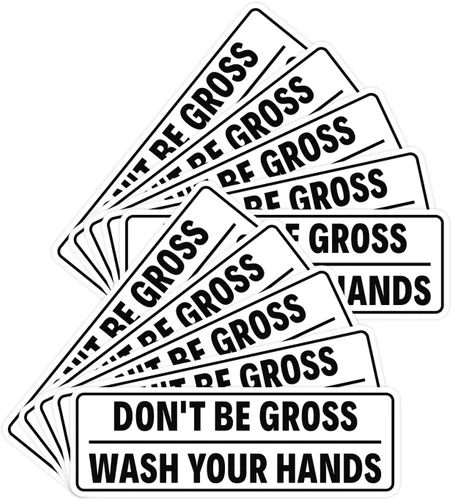 Miniatura 45 de Letrero estándar para puerta o pared, diseño de "Don't Be Gross ("Wash Your Hands"), color negro, mediano