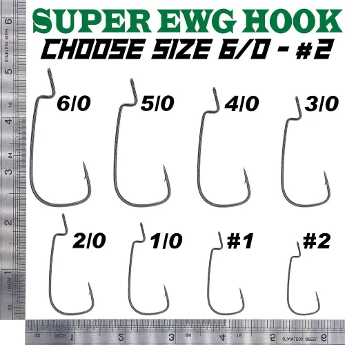 Miniatura 4 de Ewg-Hooks-for-Fishing-Texas-Rig-Hooks-Offset-Extra-Wide-Gap-Gap-Gap - Juego de gancho de gusano de agua dulce Gusanos de goma de lubina a granel Big