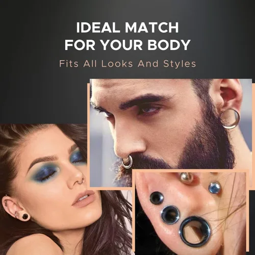 Miniatura 6 de BodyJ4You 72PC Ear Stretching Kit - 14G-00G Beginner Gauges - Aftercare Jojoba or Ear Balm - Surgical Steel Tunnels Solid Metal Tapers Acrylic Plugs