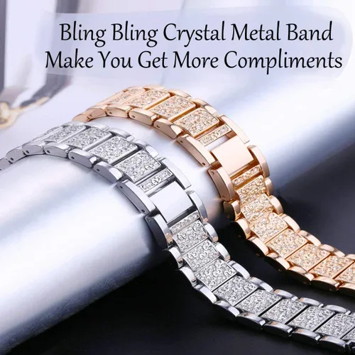 Miniatura 4 de FitTurn Bandas brillantes de joyería para Amazfit Bip 6/Bip 5 Band para mujeres y hombres, correa de metal de repuesto para Amazfit Bip 6