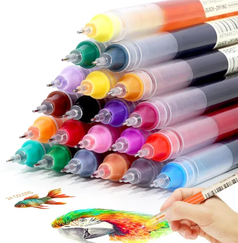 Miniatura 3 de USUAL 24 unidades de bolígrafos de tinta de gel, bolígrafos de tinta líquida, bolígrafos multicolor de 0.5 mm de punta fina, bolígrafos de escritura