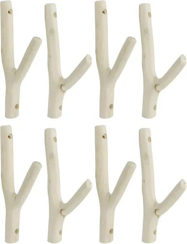 Miniatura 16 de 4 ganchos de pared de madera real con ramas de árbol de granja, rústico decorativo de madera con tronco de corteza de grosor de 0.8 in a 1.2 in