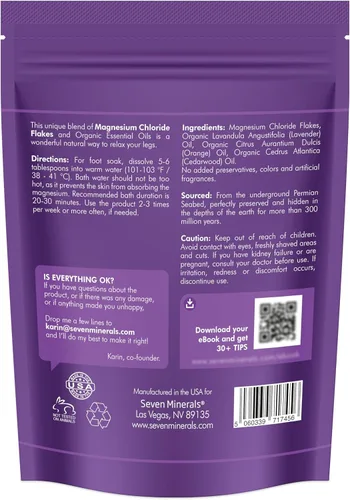 Miniatura 4 de Seven Minerals Relaxing Legs - Escamas de cloruro de magnesio de 3 libras, absorbe mejor que la sal de Epsom, fórmula única de remojo de pies