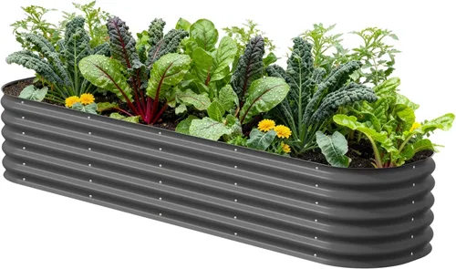 Miniatura 14 de Vego garden Kit de cama de jardín elevada, 17 pulgadas de alto, 9 en 1, 8 x 2 pies, maceta elevada de metal para verduras, flores, jardinera