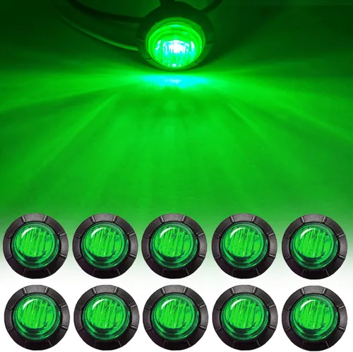10 luces LED redondas de 3/4 pulgadas de color verde para marcadores, luces de marcador delantero y trasero para remolque, camión, caravana,