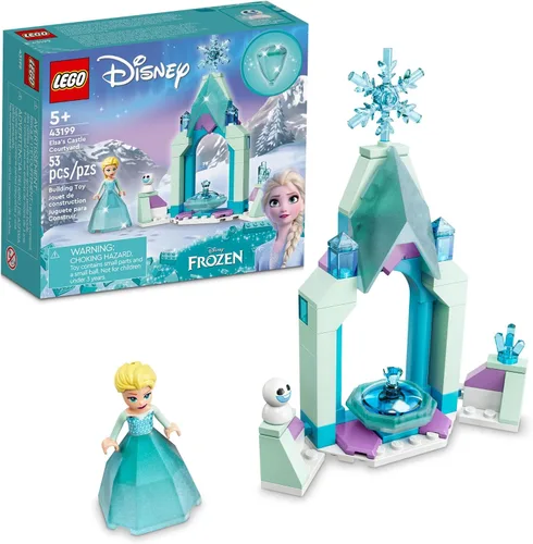 LEGO Disney Elsa's Castle Courtyard 43199 - Juego de construcción, castillo de hielo de Frozen de Disney con figura de muñeca pequeña de la princesa