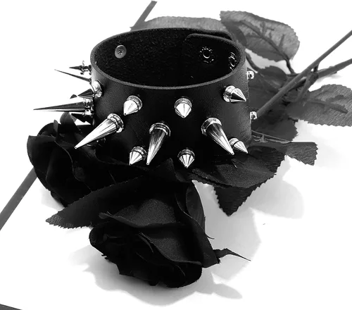 Miniatura 4 de Eigso 2-5 pulseras de piel sintética para hombres y mujeres, pulseras góticas steampunk ajustables con cadenas